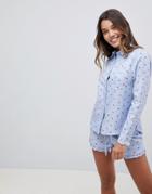 Hunkemoller Rebellious Longsleeve Night Lips Shirt-blue