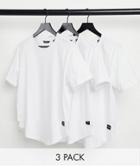 Only & Sons 3 Pack Longline Curved Hem T-shirt In White