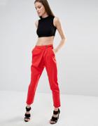 Lavish Alice Crossover D-ring Peg Leg Pants - Red