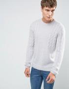 Asos Mohair Mix Cable Sweater In Gray - Gray