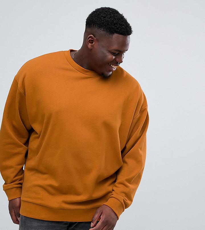 Asos Design Plus Oversized Sweatshirt In Rust - Brown