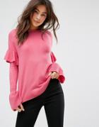 Only Ruffle Sleeve Sweater - Pink