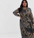 Only Curve Scarf Print Maxi Dress-multi