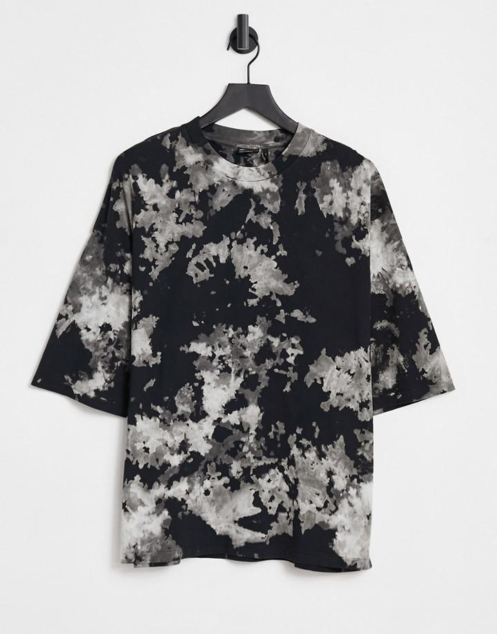 Asos Design Oversized T-shirt In Black Tie Dye Heavyweight Jersey