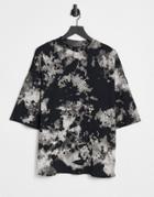 Asos Design Oversized T-shirt In Black Tie Dye Heavyweight Jersey
