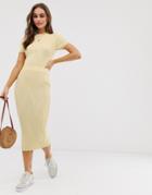Asos Design Two-piece Knitted Midi Skirt - Yellow