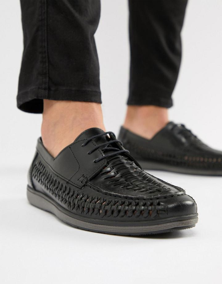 Red Tape Woven Lace Up Shoes In Black