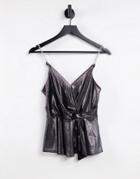New Look Chain Detail Wrap Cami Top In Silver