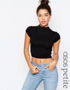 Asos Petite The Ultimate Super Crop Top With Cap Sleeves - Black