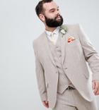 Asos Design Plus Wedding Skinny Suit Jacket In Dusky Pink Herringbone