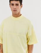 Asos Design Oversized T-shirt With Seam Detail & Turtleneck In Yellow - Yellow