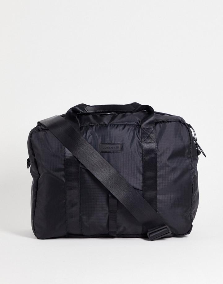 Consigned Diagonal Zip Carryall With Taping In Black