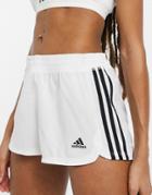 Adidas Training Pacer 3 Stripe Shorts In White
