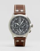 Techne Merlin Chronograph Leather Watch In Brown - Brown