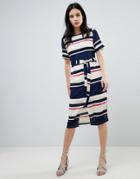 Sugarhill Boutique Heidi Modern Stripe Belted Midi Dress - Multi