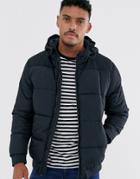 Only & Sons Hooded Padded Jacket In Navy