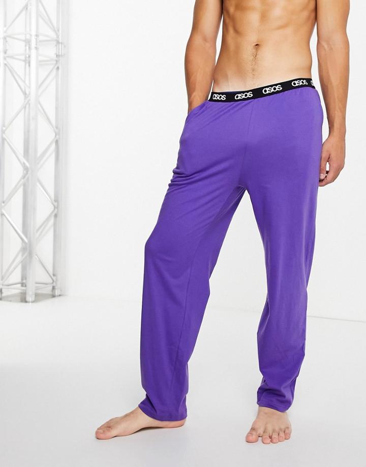 Asos Design Lounge Trouser In Purple With Branded Waistband