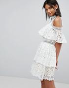 Elliatt Lace Frill Dress - White