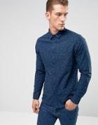 Only & Sons Shirt In Slim Fit All Over Ditsy Print - Navy