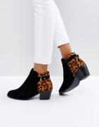 Head Over Heels Pascalle Leopard Print Ankle Boots - Black