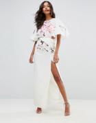 Asos Embroidered Side Cut Out Maxi Dress - Multi