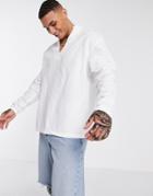 Asos Design Relaxed Fit Overhead Linen Shirt In White