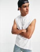 Asos Design Organic Oversized Longline Sleeveless T-shirt In White