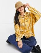 Monki Organic Cotton Flannel Check Shirt In Yellow