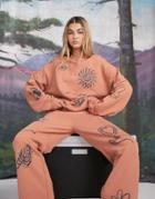 Damson Madder Cotton Sketch Print Sweatshirt In Terracotta - Part Of A Set - Bronze-brown