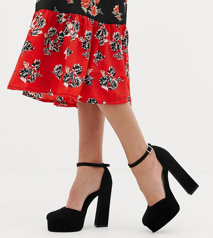 Asos Design Wide Fit Watford Platform Heels - Black