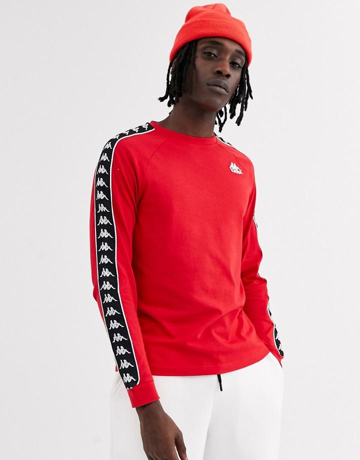 Kappa 222 Banda Auyen Long Sleeve Top With Sleeve Taping In Red