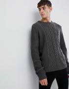 D-struct Chunky Cable Nep Sweater - Gray