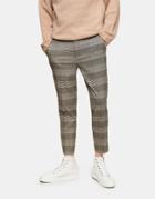 Topman Stretch Skinny Sweatpants In Neutral Check-multi