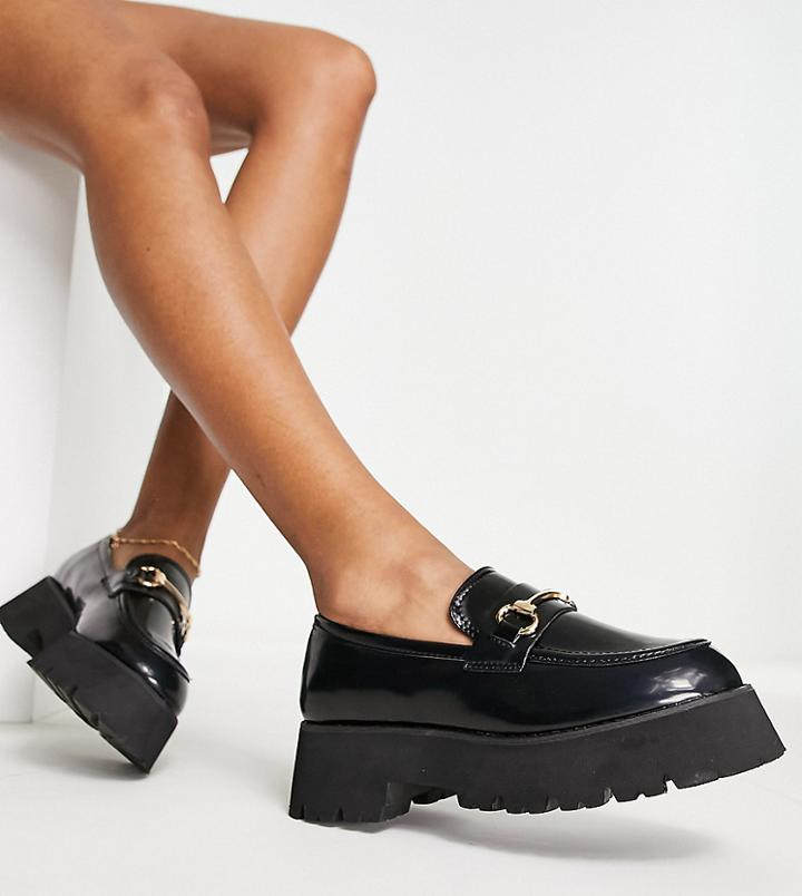 Raid Wide Fit Monster Chunky Loafers In Black