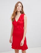 Vila Ruffle Sleeveless Dress - Red