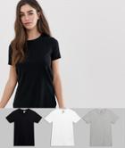 Asos Design Tall Ultimate T-shirt With Crew Neck In 3 Pack Save - Multi