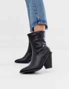 Glamorous Black Western Heeled Ankle Boots