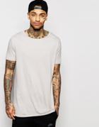 Asos Longline T-shirt With Stretch Neck And Scoop Hem In Beige - Porpoise