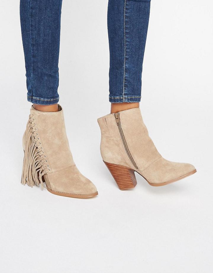 Aldo Suede Fringe Boots - Beige