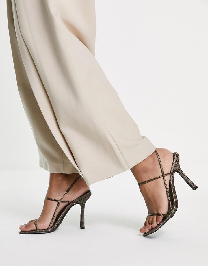 Public Desire Rayelle Heeled Sandals In Brown Croc
