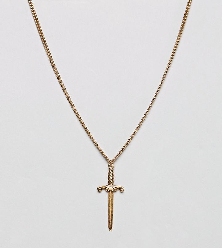 Regal Rose 18k Gold Plated Trust Dagger Pendant Necklace - Gold