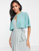 Tfnc Bridesmaids Chiffon Cape In Sea Blue