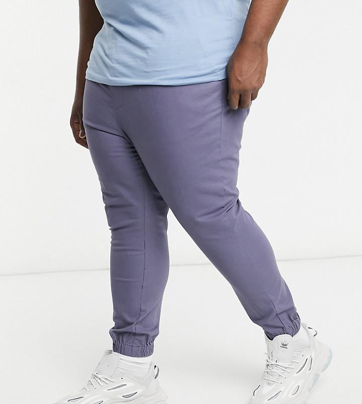 Asos Design Plus Tapered Chino Sweats In Gray-grey