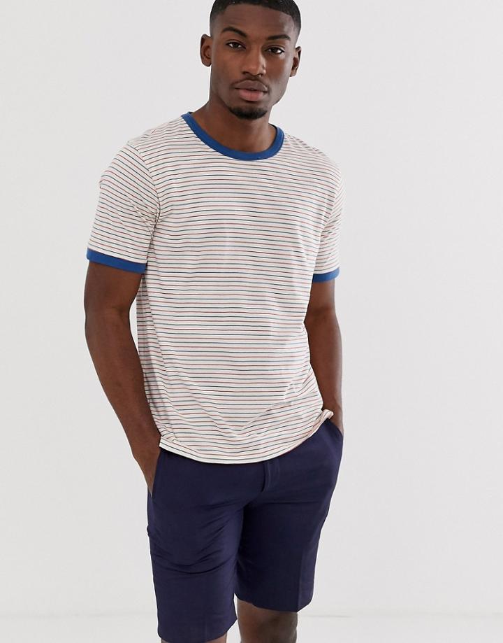 Hymn Striped Ringer T-shirt-red
