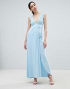Asos Design Lace Trim Maxi Dress - Blue