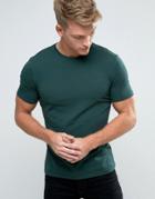 New Look Muscle Fit T-shirt In Dark Green - Green