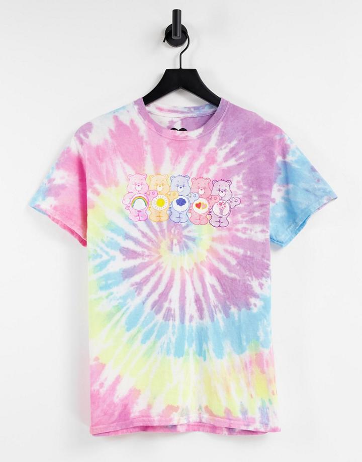 Daisy Street Relaxed T-shirt With Care Bears Print In Tie Dye-multi