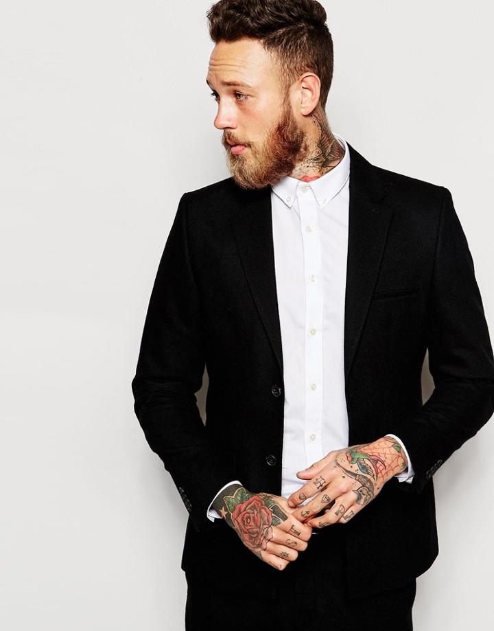 Selected Homme Suit Jacket With Square Hem In Slim Fit - Black