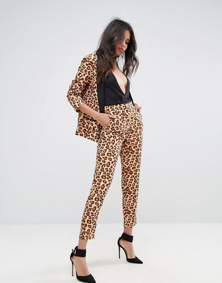 Missguided Leopard Print Cigarette Pants - Multi