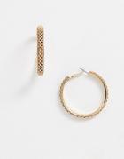 Asos Design Hoop Earrings In Mesh Chain Design In Gold Tone